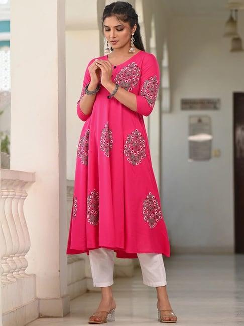 indi inside pink printed anarkali kurta