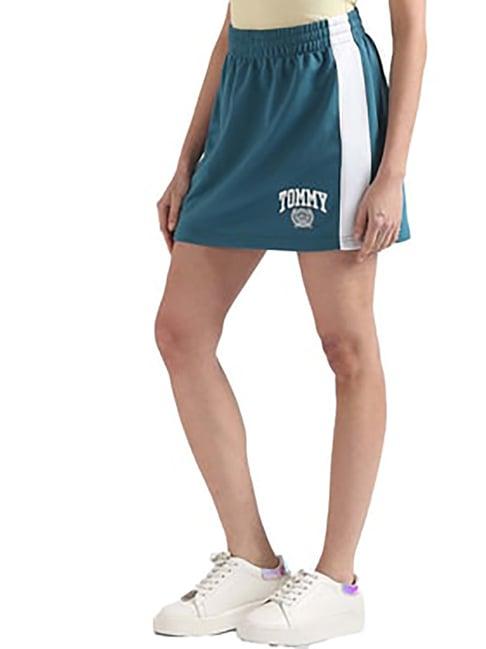 tommy hilfiger timeless teal logo regular fit skirt