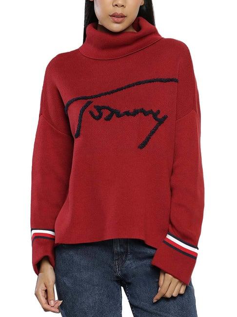 tommy hilfiger regatta red embroidery relaxed sweater