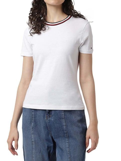 tommy hilfiger optic white solid slim fit t-shirt