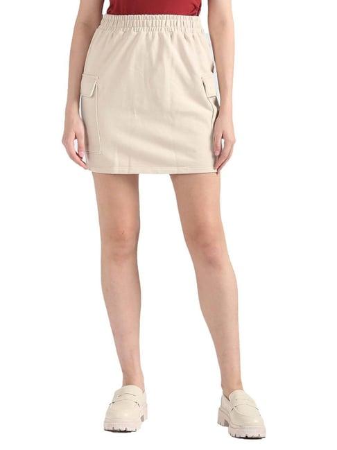 calvin klein classic beige embroidery regular fit skirt