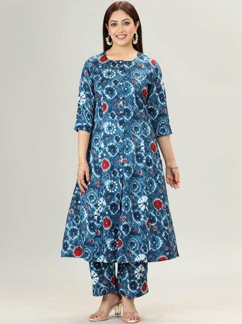 cotton culture blue printed kurta palazzo set