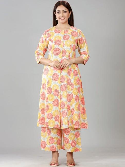 cotton culture multicolored cotton printed kurta palazzo set