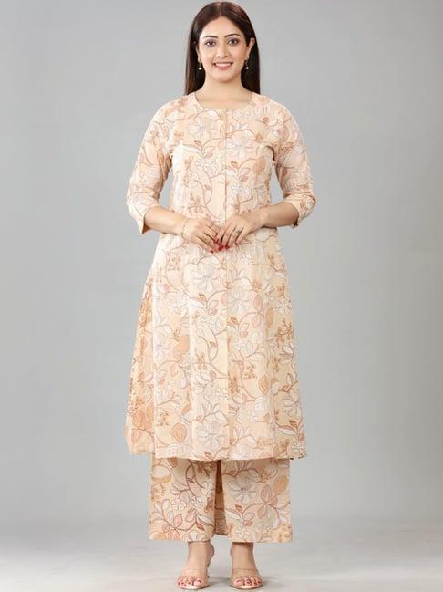 cotton culture peach cotton printed kurta palazzo set