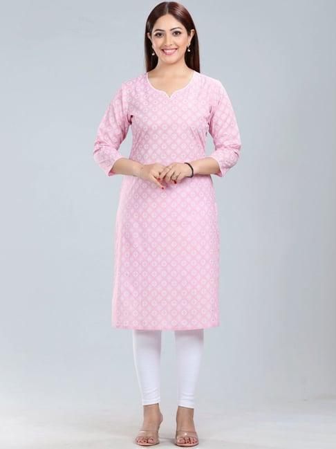 cotton culture pink cotton printed straight kurta