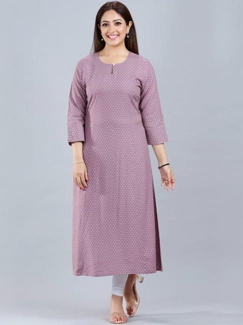 cotton culture purple printed a line kurta