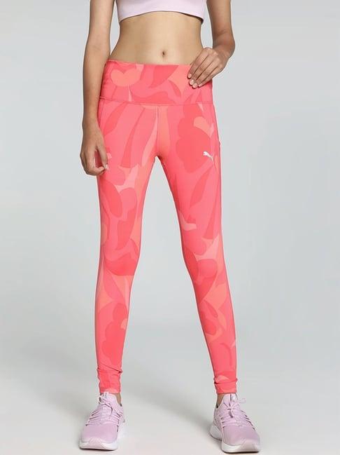 puma pink printed sports tights