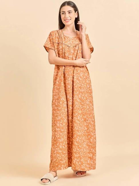 sweet dreams orange floral print nighty