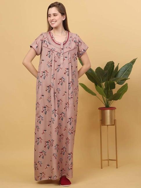 sweet dreams pale pink cotton floral print nighty