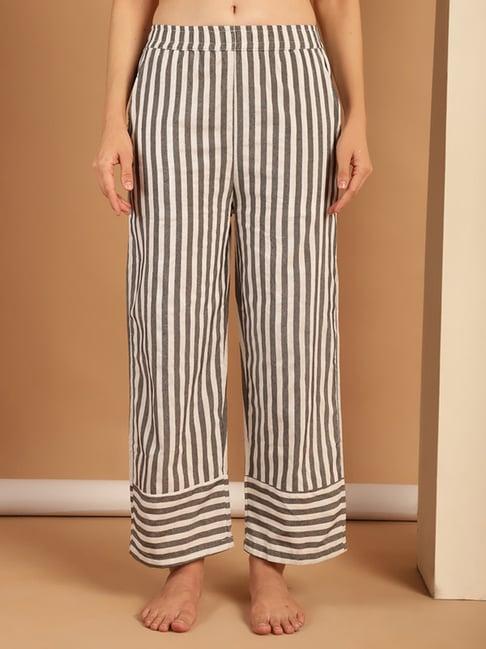 neudis black & white cotton stripes lounge pants