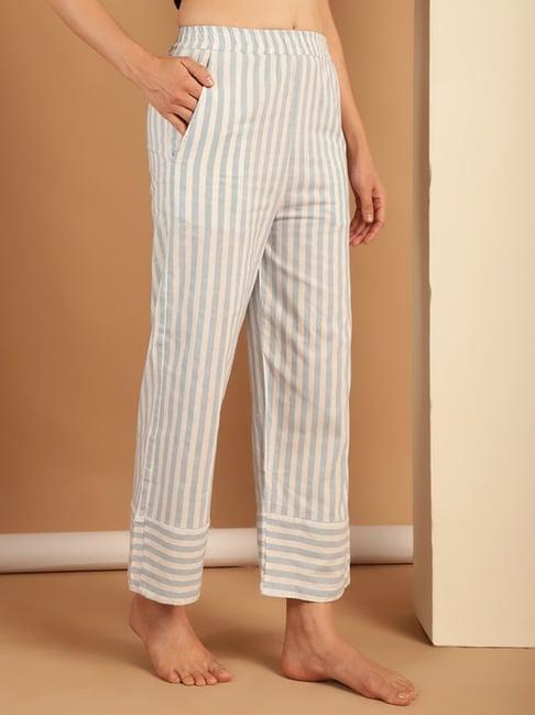 neudis blue & white cotton stripes lounge pants