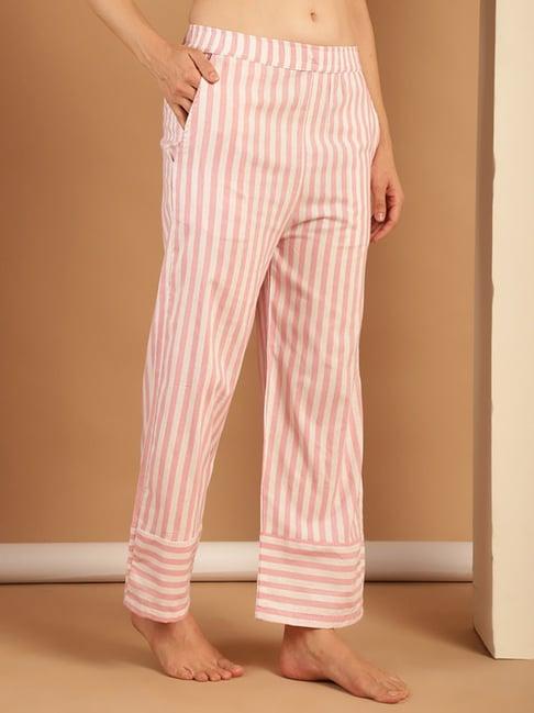 neudis pink & white cotton stripes lounge pants