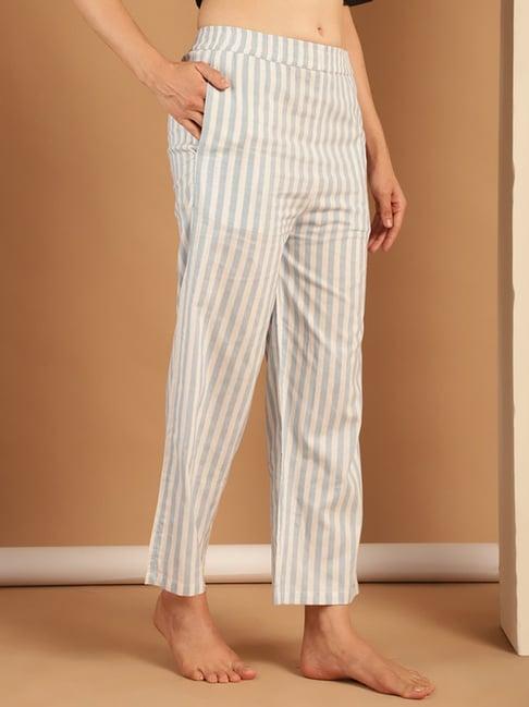 neudis blue & white cotton stripes lounge pants