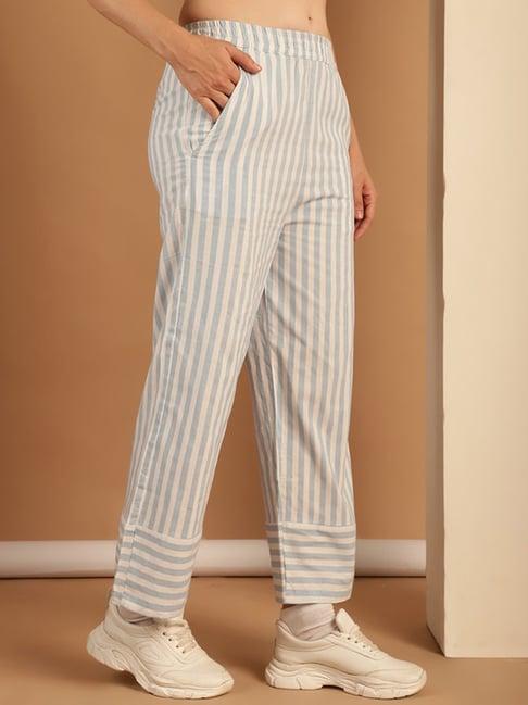 neudis blue & white cotton stripes trousers