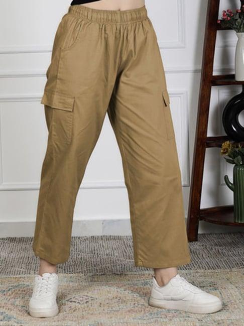 neudis brown cotton regular fit mid rise cargo trousers