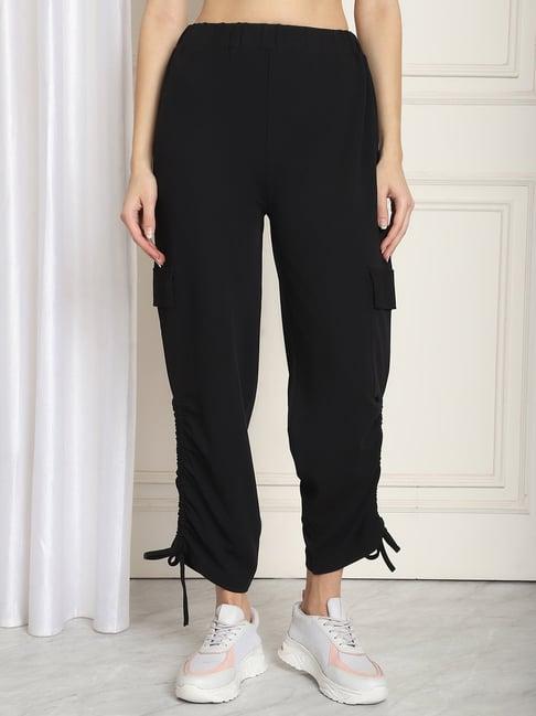 neudis black regular fit mid rise trousers