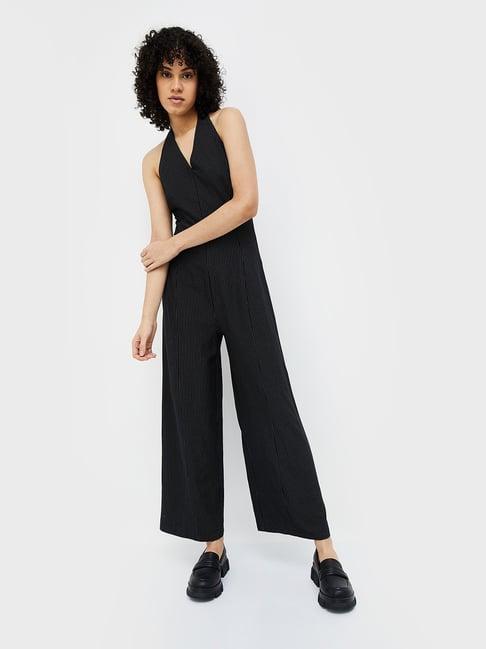 ginger by lifestyle black striped jumpsuit