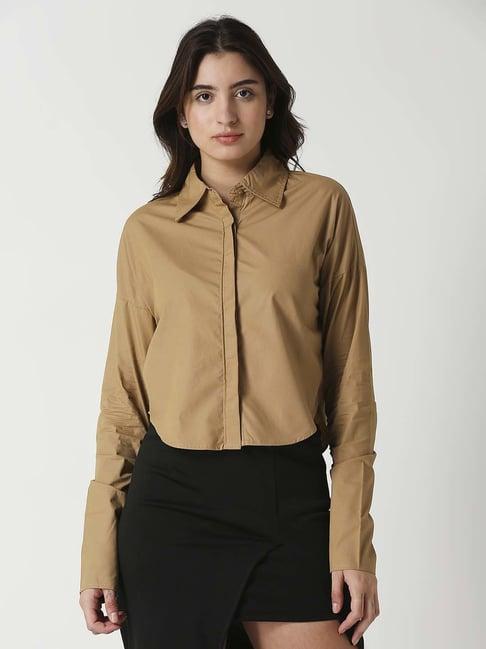 remanika tan cotton shirt