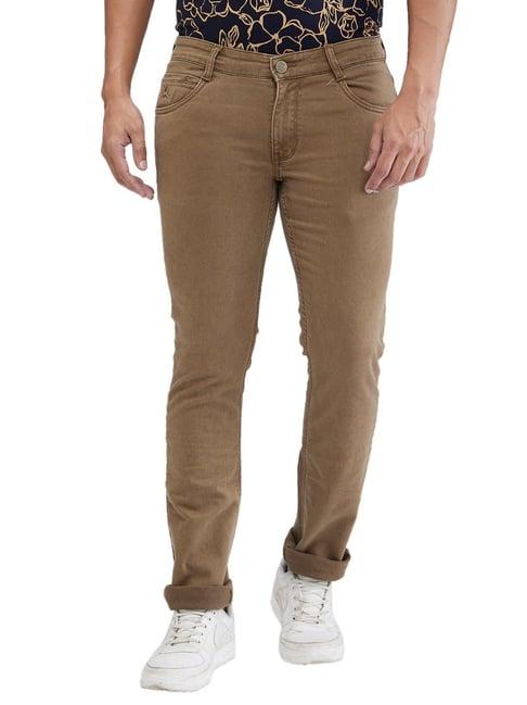 parx brown tapered fit jeans