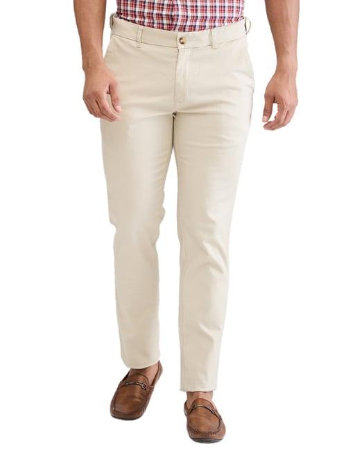 colorplus beige contemporary fit trousers