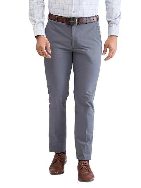 park avenue grey super slim fit trousers