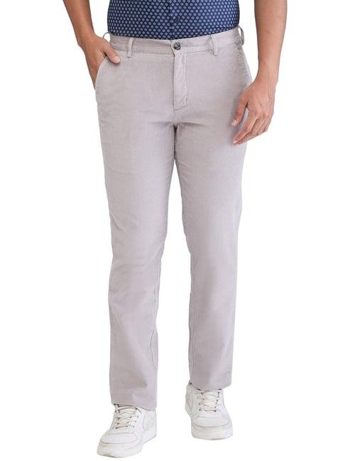 colorplus grey slim fit striped trousers