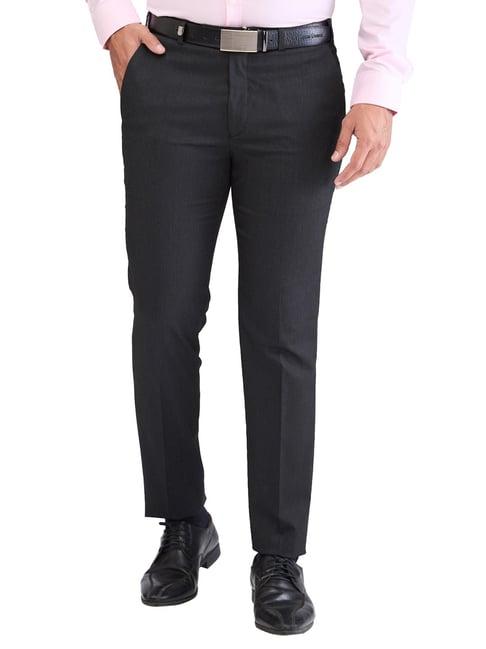 park avenue grey super slim fit texture trousers