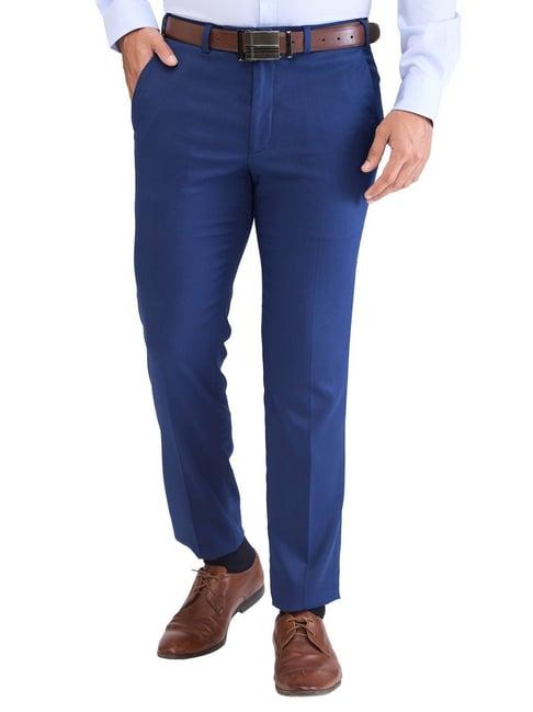 park avenue blue super slim fit trousers