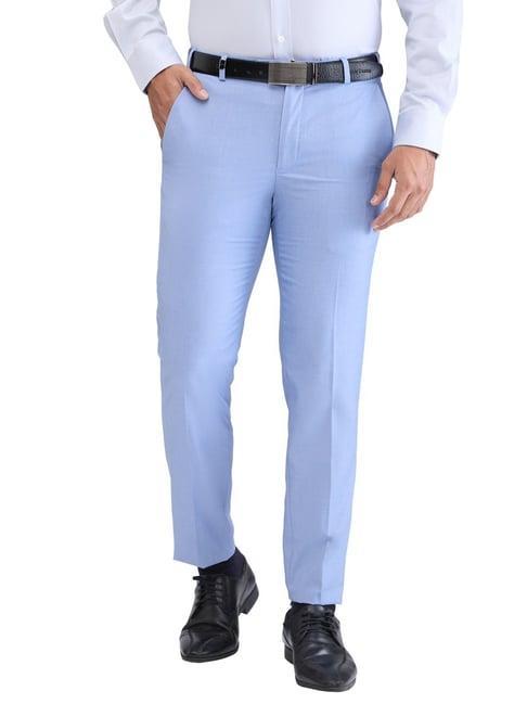 park avenue blue super slim fit trousers