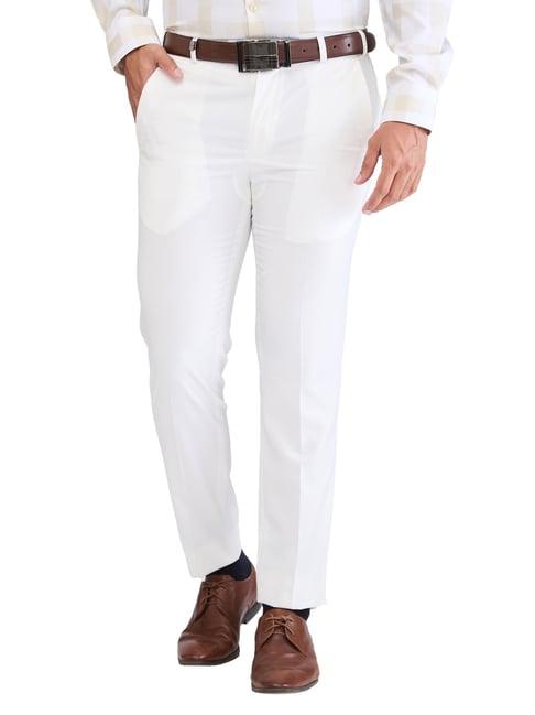 park avenue white super slim fit trousers