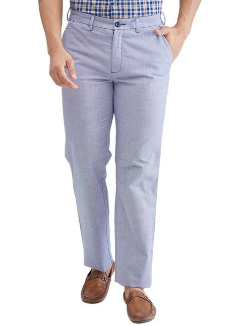 colorplus blue tailored fit texture trousers