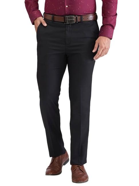 raymond black contemporary fit trousers