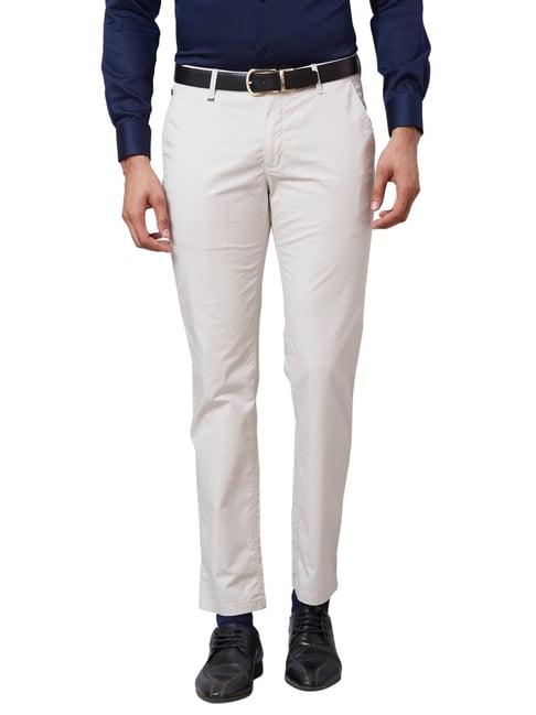 raymond white contemporary fit trousers