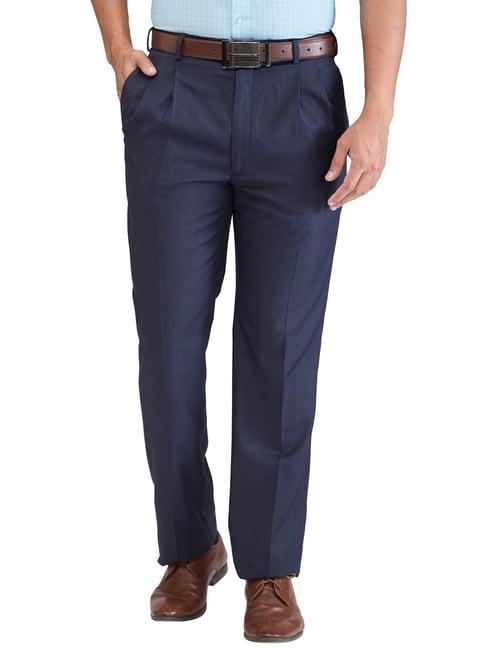 raymond blue classic fit trousers