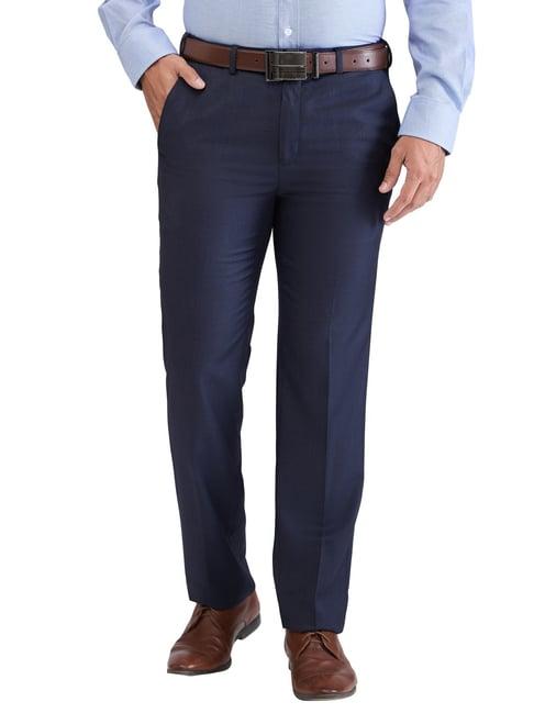 raymond blue contemporary fit trousers