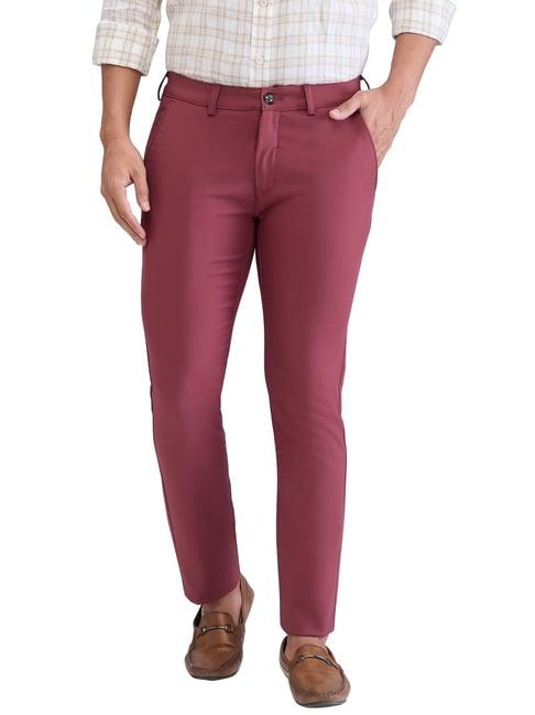 colorplus maroon super slim fit trousers