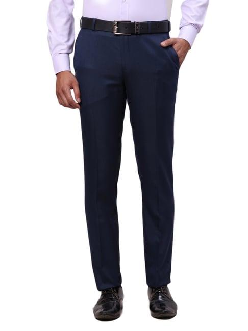 raymond blue contemporary fit trousers