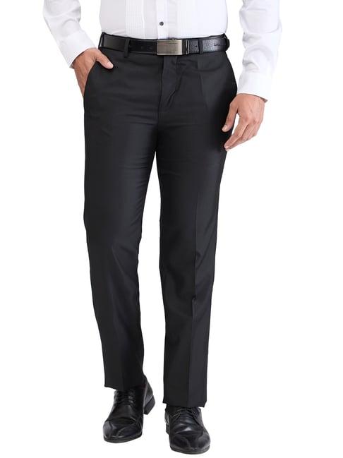 raymond black contemporary fit trousers