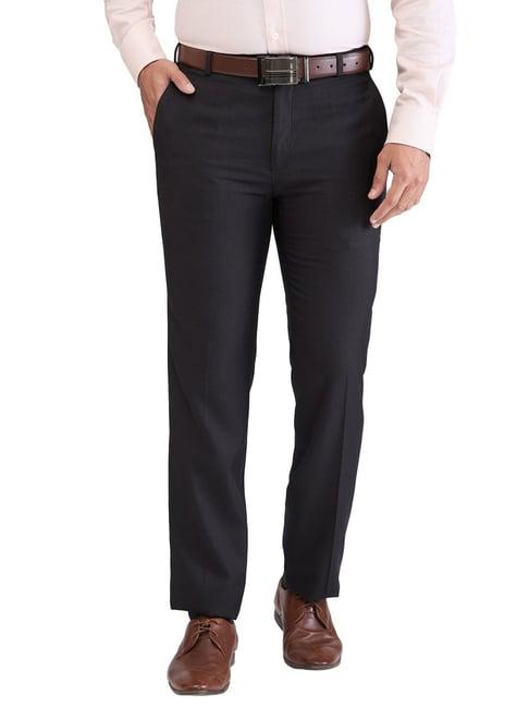 raymond black contemporary fit trousers