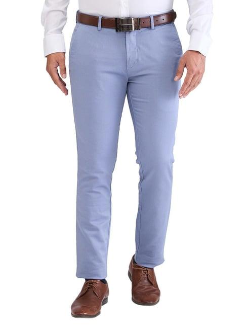 park avenue blue super slim fit texture trousers