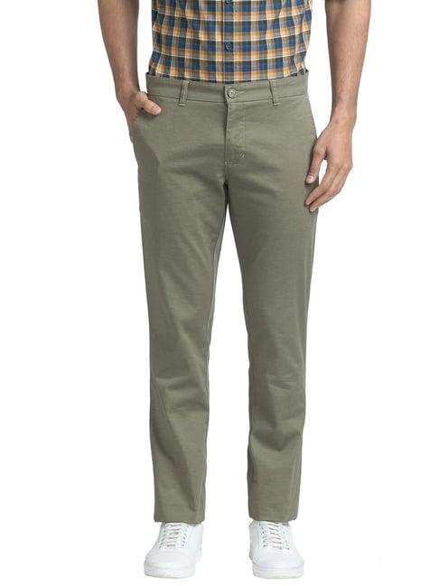 parx green tapered fit printed trousers