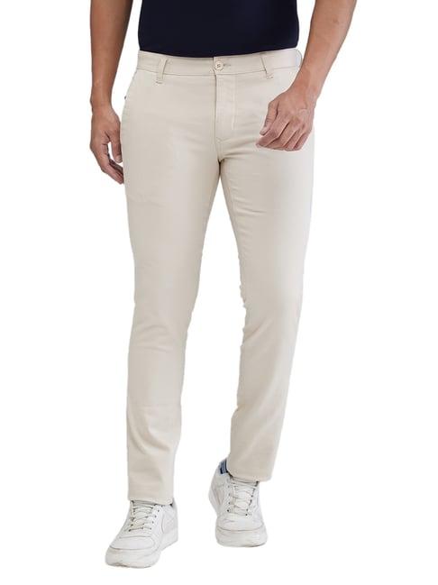 parx beige super slim fit trousers