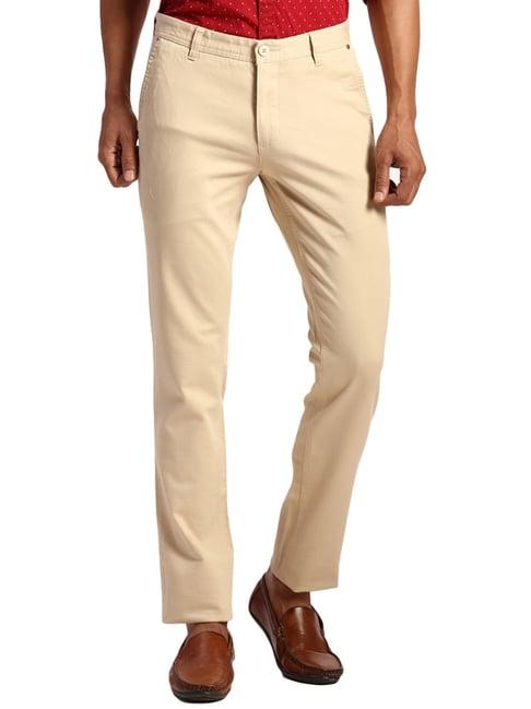 parx beige super slim fit trousers