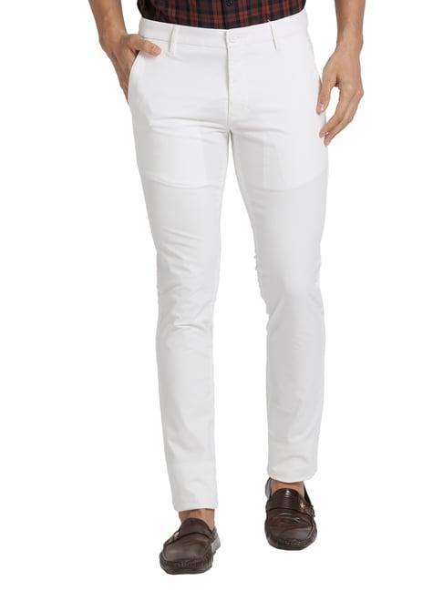 parx white super slim fit trousers