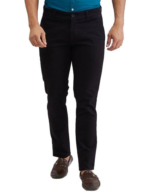 parx black tapered fit texture trousers