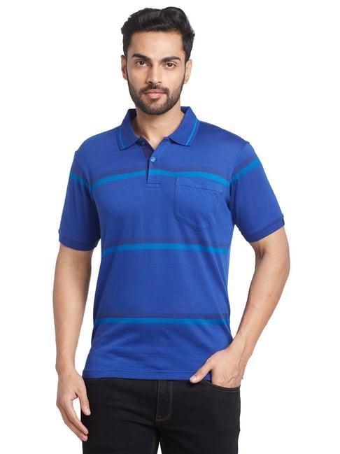 raymond blue contemporary fit printed polo t-shirt