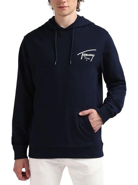 tommy hilfiger navy logo regular fit hoodie