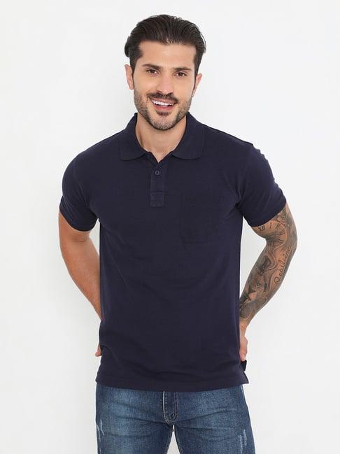 vip navy regular fit cotton polo t-shirt