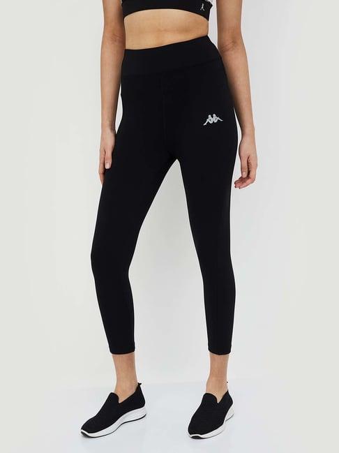 kappa black printed sports tights