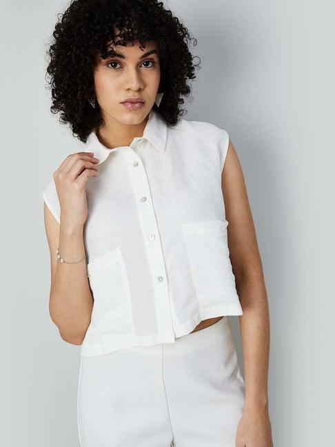 ginger by lifestyle white regular fit shirt